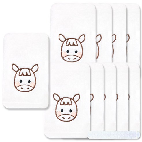 송월타월 열두간지 수건 130g 30수 면사 10p + 뷰티32 하얀색, 말, 1세트