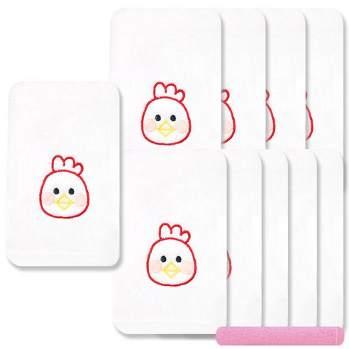 송월타월 열두간지 수건 10p + 뷰티32 수건 분홍, 닭, 1세트