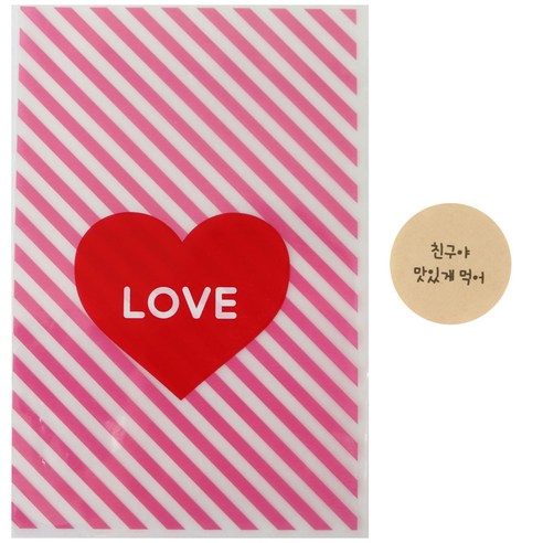 황씨네도시락 하트봉투 핑크 100p + 친구야 맛있게 먹어 크라프트 원형 스티커 100p, 1세트