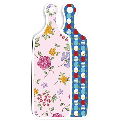 로엠디자인 양면 디자인 서빙 도마 보드 애플벽색, 로맨틱레드floral연분홍색, 1개