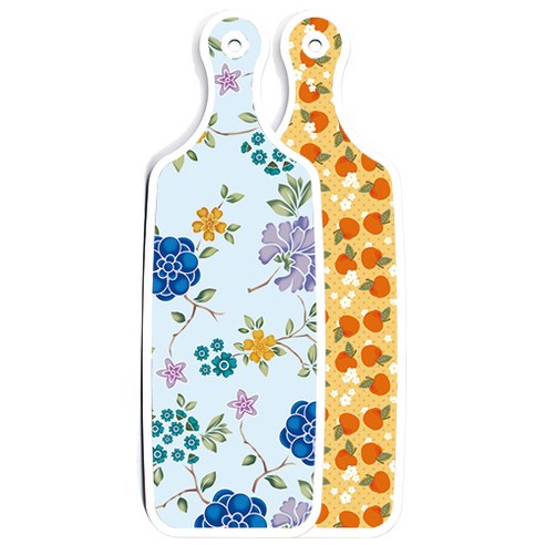 로엠디자인 양면 디자인 서빙 도마 보드 오렌지복숭아, 로맨틱블루floral비색, 1개