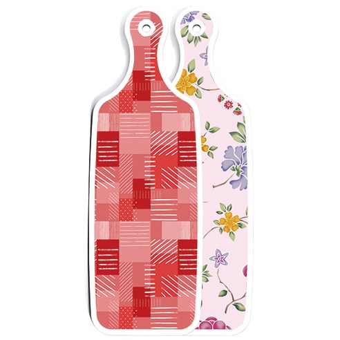 양면 서빙도마 로맨틱레드floral연분홍색, 장단색체크, 1개