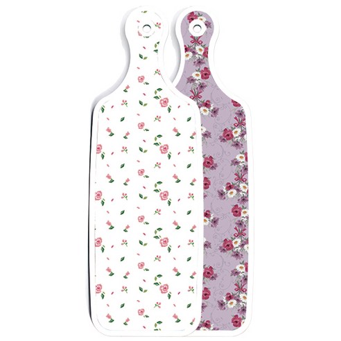 로엠디자인 양면 디자인 서빙 도마 보드 벽람색플라워, 적자색장미화이트, 1개