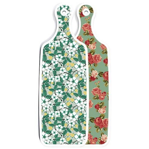 로엠디자인 양면 디자인 서빙도마 취람색장미, 플라워회색, 1개