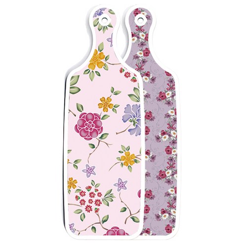 로엠디자인 양면 디자인 서빙 도마 보드 벽람색플라워, 로맨틱레드floral연분홍색, 1개