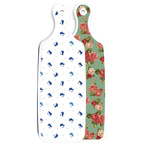 로엠디자인 양면 디자인 서빙도마 취람색장미, 팽귄, 1개