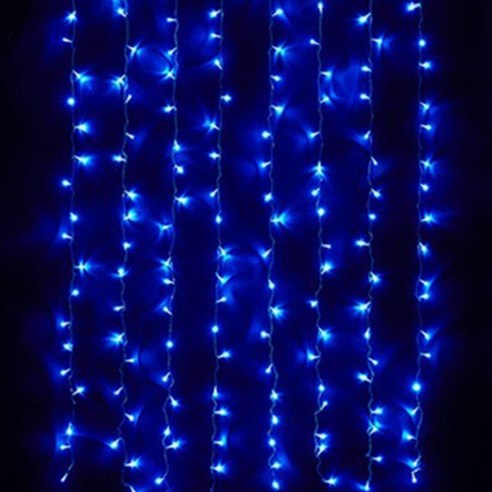 나이스엘이디 LED 커튼라이트 160구 + 점멸코드, 투명선 + 청색
