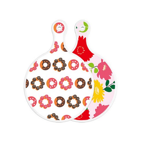 로엠디자인 양면 원형 서빙도마 초코도넛, 국화핑크분홍, 1개