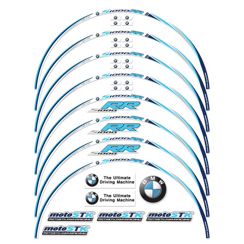 스텝원 모토스티커 오토바이 BMW휠스티커 17인치 S1000RR-SP, 블루, 1세트