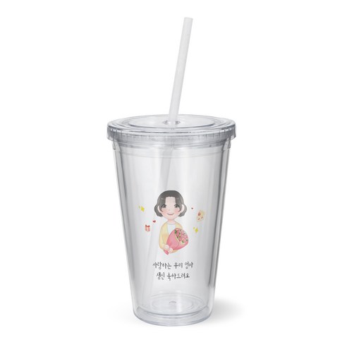 핸드팩토리 플랫 아이스 텀블러, 축하꽃다발 엄마 생신축하드려요
