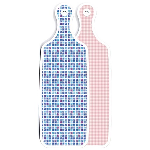 로엠디자인 양면 서빙 도마 훈색체크, 블루타일, 1개