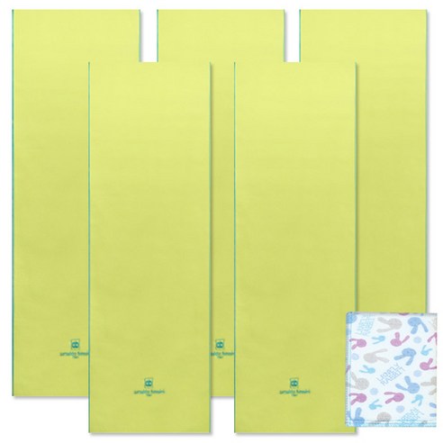 송월타월 비비드 31 스포츠타월 5p + 에어 때밀이 랜덤 발송, 연두, 1세트