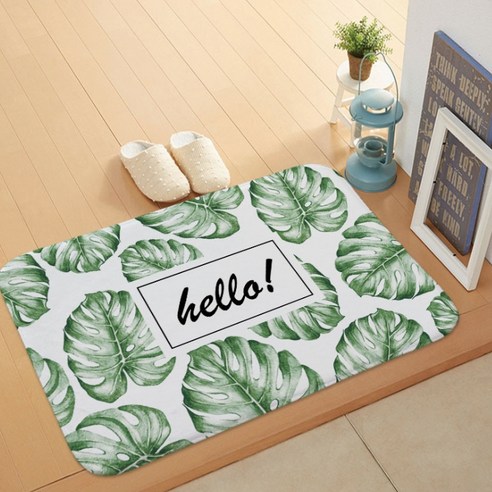 슈퍼식스 주방욕실 슬립매트 싱그러운 녹색잎, 헬로