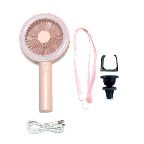 제노믹스 LED 미니 선풍기 & 송풍구형 자석거치대, 핑크(선풍기), 블랙(거치대), 1세트