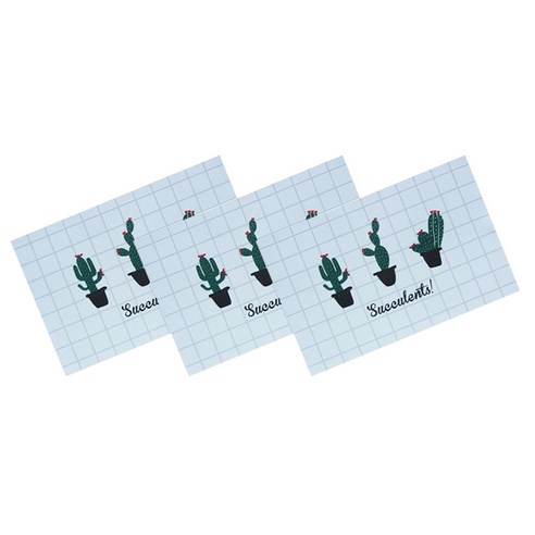 슈퍼식스 노르딕 싱그러운 여름 식탁 테이블매트 3p, 의 선인장  3개, 45 x 30 cm
