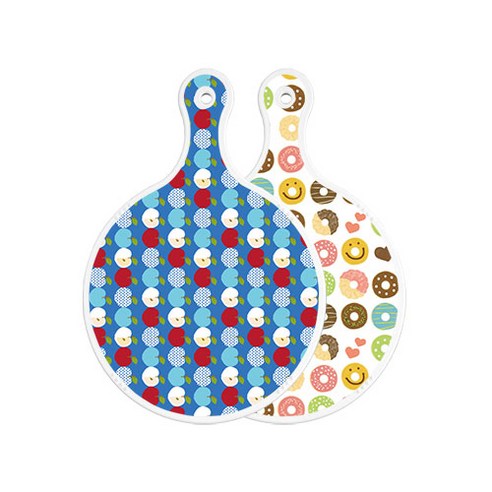 로엠디자인 양면 원형 서빙도마 애플벽색, 도넛, 1개