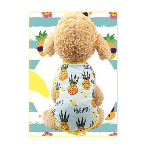 댕댕이샵 반려동물 SUMMER 과일패턴 티셔츠, 파인애플