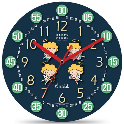 해피바이러스 어린이 교육용 벽시계, 2169 큐피드
