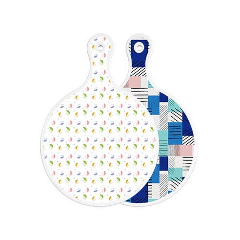 로엠디자인 양면 원형 서빙도마 우산, 청색체크, 1개