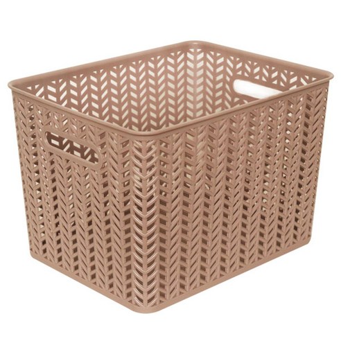 스내지 헤링본 바스켓 6호 오픈형 24L, 베이지, 1개