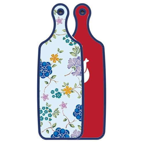 로엠디자인 블루에디션 양면 서빙 도마 미트레드, 로맨틱블루floral비색, 1개
