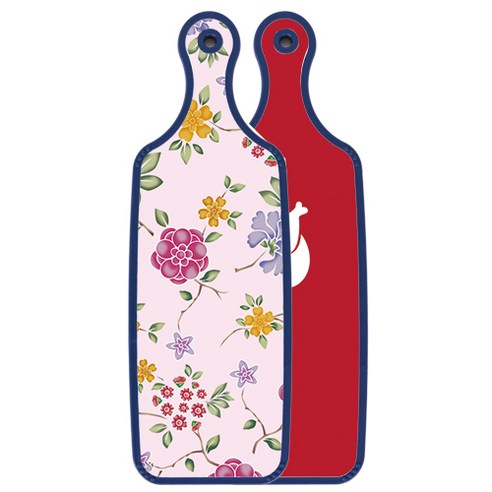 로엠디자인 블루에디션 양면 서빙 도마 미트레드, 로맨틱레드floral연분홍색, 1개