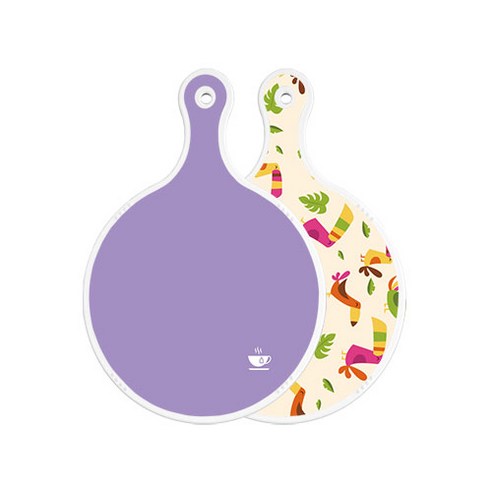 로엠디자인 양면 원형 서빙 도마 보라, 구관조담황색, 1개