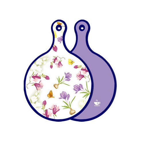 로엠디자인 블루에디션 양면 디자인 원형 서빙도마 로맨틱청자색floral, 보라, 1개