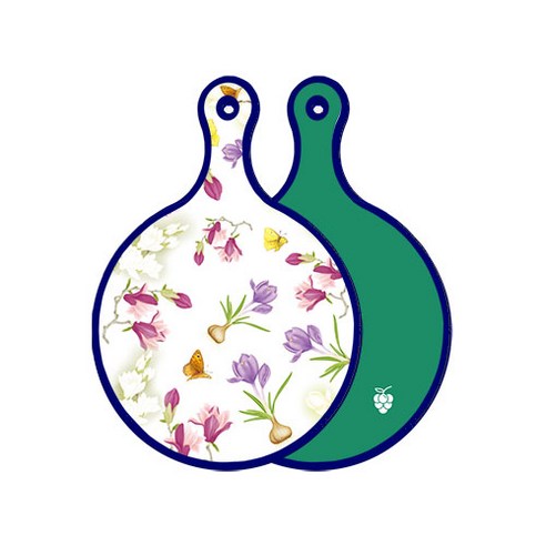 로엠디자인 블루에디션 양면 디자인 원형 서빙도마 로맨틱청자색floral, 그린, 1개