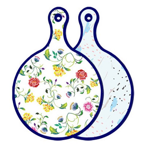 로엠디자인 블루에디션 양면 원형 서빙도마 로망슬림장미, 자국옥색, 1개