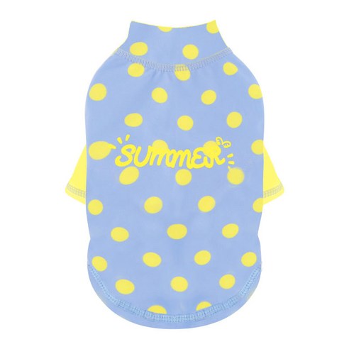 퍼피엔젤 반려동물 Summer 땡땡이 래쉬가드, 692 BLUE