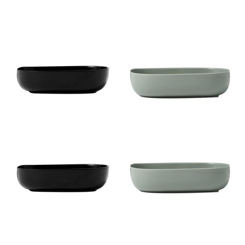보울보울 레트로라인 오발볼 18cm 미드나잇블랙 2p + 그린티라떼 2p, 혼합색상, 4개