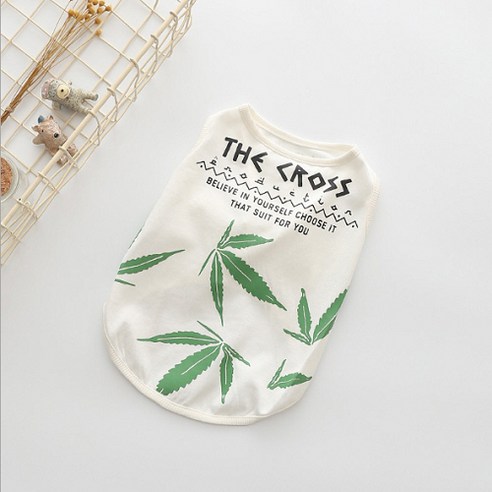 까망코 THE CROSS 반려견 티셔츠, 화이트