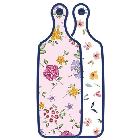 로엠디자인 블루 에디션 서빙 도마 보드 파스텔플라워패턴, 로맨틱레드floral연분홍색, 1개