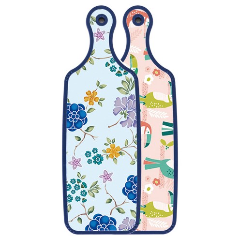 로엠디자인 블루에디션 양면 서빙도마 구관조핑크, 로맨틱블루floral비색, 1개