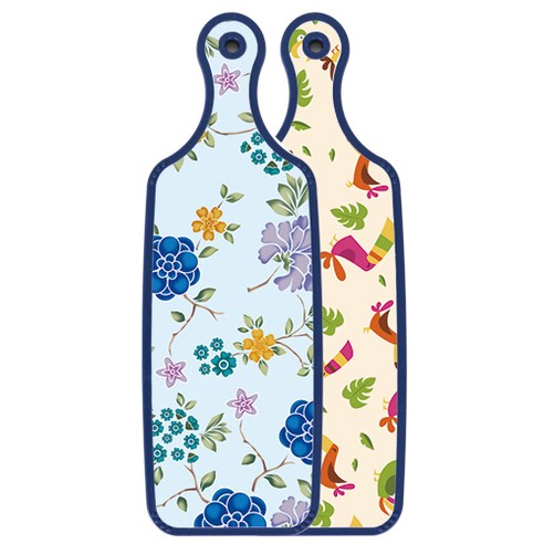 로엠디자인 블루에디션 서빙 양면 도마 보드 구관조담황색, 로맨틱블루floral비색, 1개