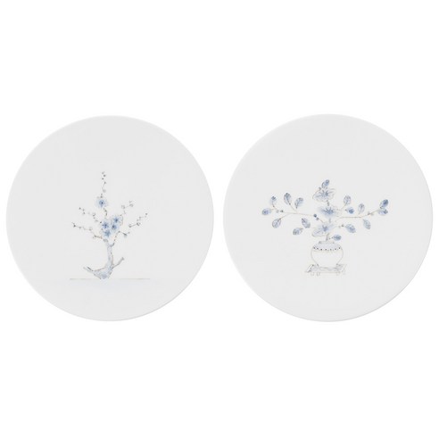 소리도예 이정용 상감 벽걸이 접시 2p, 매화, 기명절지, 1세트