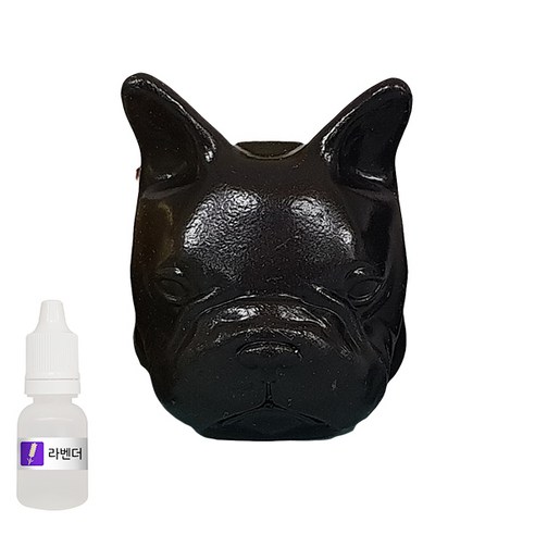 허브플러스 차량용 석고방향제 프렌치불독 블랙 + 리필오일 10ml, 라벤더향