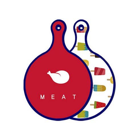 로엠디자인 블루에디션 양면 원형 서빙 도마 미트레드, 하드, 1개