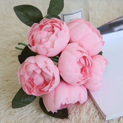 블럭마트 인테리어소품 조화 모란장미 6p, 핑크