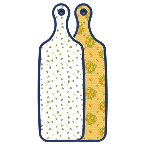 로엠디자인 블루에디션 양면 서빙도마 보드 오렌지넝쿨로즈, 세잎클로버, 1개