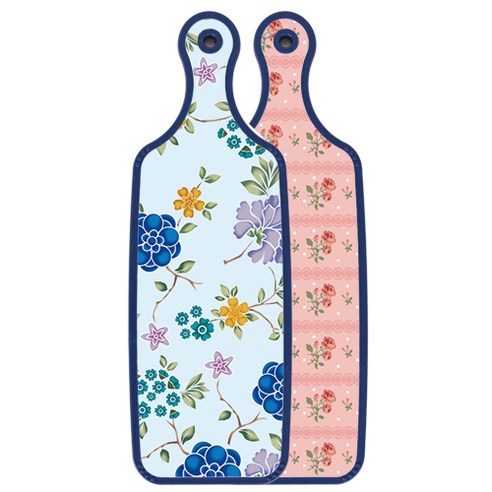 로엠디자인 블루에디션 양면 서빙도마 보드 핑크로즈, 로맨틱블루floral비색, 1개