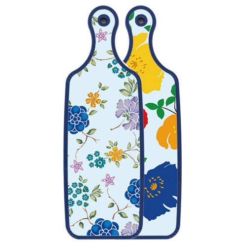 로엠디자인 블루에디션 양면 서빙 도마 국화블루옥색, 로맨틱블루floral비색, 1개