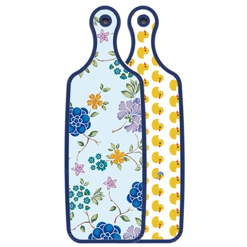 로엠디자인 블루에디션 양면 서빙보드 도마 오리, 로맨틱블루floral비색보드, 1개