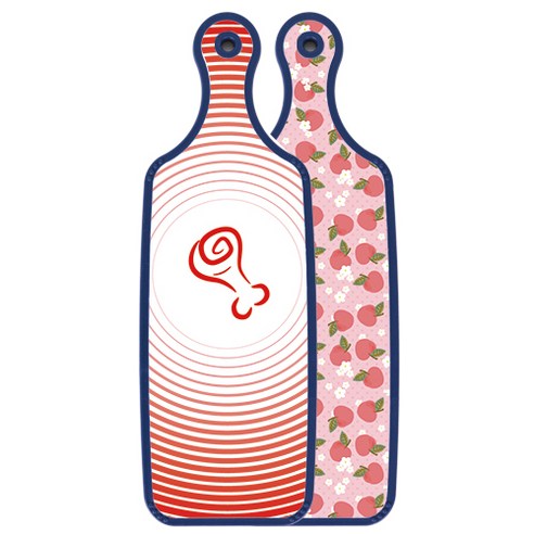 로엠디자인 블루에디션 양면 서빙도마 보드 핑크복숭아, 고기라인레드, 1개