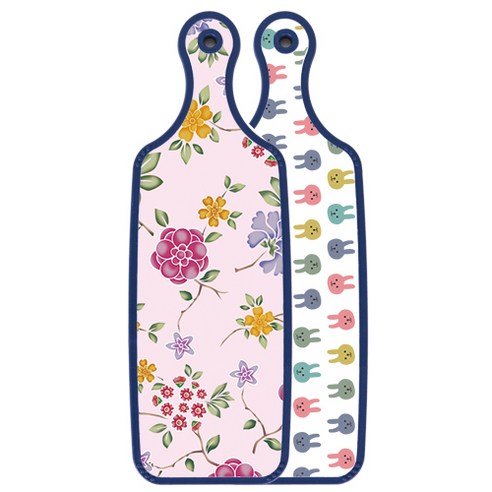 로엠디자인 블루에디션 양면 서빙보드 도마 토끼, 로맨틱레드floral연분홍색보드, 1개