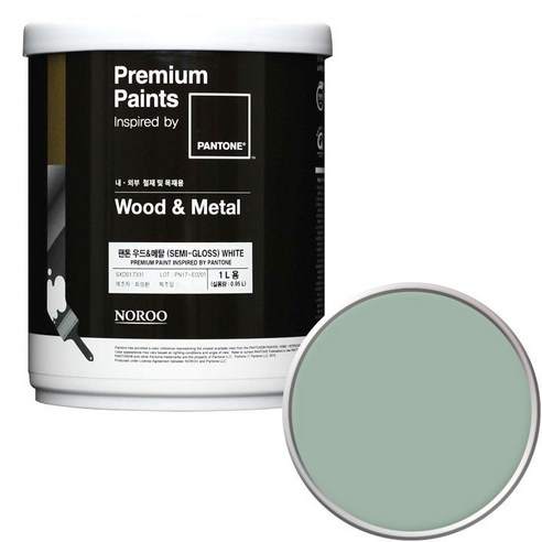 노루페인트 팬톤 우드앤메탈 페인트 반광 1L, 15-5706 Frosty Green