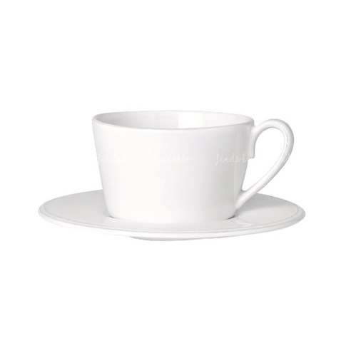 꼬떼따블 블렉퍼스트 티컵 220ml + 소서, 화이트, 1세트