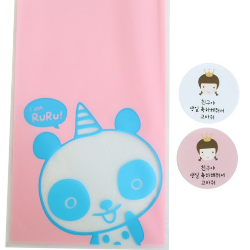 황씨네도시락 비접착 야미봉투 팬더 30p + 스티커 왕관 걸 30p, 1세트