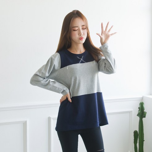 메르 긴팔 3단수유티셔츠